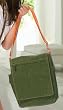 JoAnn Marie Messenger Bag - Olive Crinkle with Orange Stitch