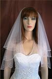 2 Tier Ivory Elbow Length Pearl Beaded Crystal Bridal Wedding Veil