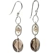 Handmade White Freshwater Pearl Earrings With Smoky Quartz Crystal Beads & Sterling Silver