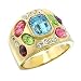Women's Young Line Multicolor Swarovski Crystal Gold Tone Ring, Size: 5-10