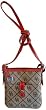 Women's Dooney and Bourke Purse Handbag Letter Carrier X-Body Signature Logo Beige/Red