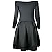 FANCYINN Women Off-shoulder Long Sleeve Lace Evening Cocktail Party Pleated Dress