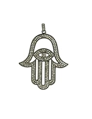 3.02cts Pave Diamond Hamsa Pendant Silver Fashion Jewelry