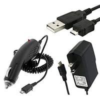Combo Rapid Car Charger + Home Wall Charger + USB Data Charge Sync Cable for Samsung DoubleTime, Captivate Glide, Focus S, Galaxy S II Skyrocket, Focus Flash, Exhibit II 4G / Gravity TXT / tratosphere / Transfix / Galaxy S II / SGH-T989, Rookie R720, Epic