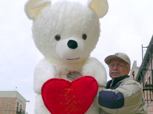 41foSRMTKWL LIFESIZE TEDDY BEAR 54 GIANT BIG PLUSH STUFFED ANIMAL * RED HEART STITCHED ON TO PAWS EMBROIDERED WITH THE WORDS:  I LOVE YOU * WHITE FUZZY COLOR * AMERICAN MADE IN THE USA AMERICA