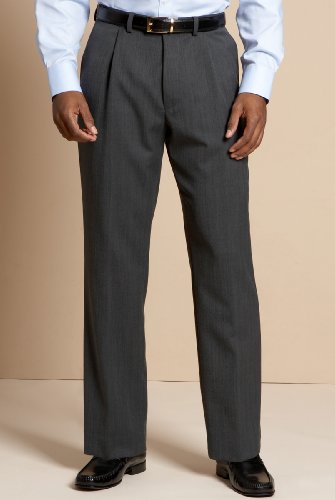 Single Pleat Straight Leg Trousers with Wool