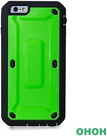 iPhone 6 Plus Case, OHOH **TPU&PC** [Scratch Resistant] [Shockproof] [Drop Resistant] ] iPhone 6 Plus case **NEW**[Defender Series] Armor Defender Hybrid Heavy Duty Hard Cover Protective Case and Built-in Protector for iPhone 6 Plus(Green)