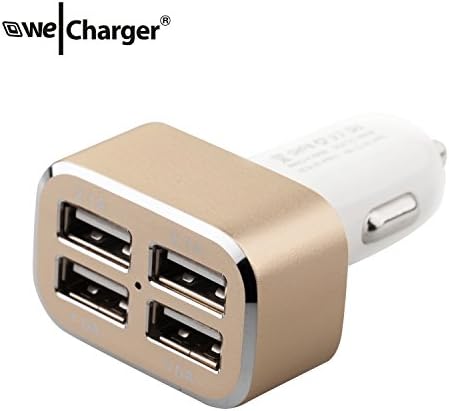 Wecharger Premium 4USB 31W 6.2A Aluminum Panel Compact Designed USB Car Charger for iPhone 6+ 6 5S 5C 5 4S, iPad Air mini, Galaxy S5 S4 S3, Note 3 4, Tab 4 3 2 Pro, Nexus, HTC One, One 2 (M8), LG G3, Nexus, and More - Gold
