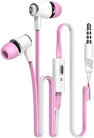 iMujin TropiFit In-Ear Earbud Headphones (Light Pink) with Microphone Mic - Universal 3.5mm Stereo HD Stereo Sound Headsets - Sport Ergonomic Comfort &amp; Secure Fit Earphones Light Pink