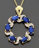 18k Gold Over Sterling Silver Sapphire (3 ct. t.w.) & Diamond Accent Circle Pendant