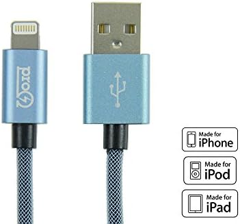 Pro-Ohm SureLinkTM Tangle-Free 6ft Lightning to USB Cable (Apple MFi Certified) ... (Blue)