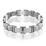 Men's Stainless Steel White Diamond Bracelet Bangle 7.5 (H, SI, 0.21 carat)