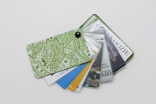 Credit Card Holder Paisley Green Fabric Fan Out Designer Wallet