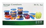 30 Piece Plastic Food Container Set - 15 Plastic Storage Containers with Blue Lids 30 Piece Plastic Food Container Set - 15 Plastic Storage Containers with Blue Lids