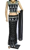 3P BOLLYWOOD DESIGNER LEHNGA LENGHA CHOLI BLACK SKIRT S