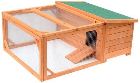 Pawhut Deluxe Backyard Wood Rabbit Hutch Poultry Chicken Coop Hen House with Run