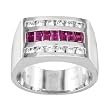 14K White Gold Man's Ruby and Diamond Ring