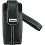 BlackBerry 81XX Embossed Leather Pouch w Carrying Strap - Black w White Stitching