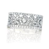 1.00cttw Round Natural White (SI-Clarity GH-Color) Diamonds Anniversary Ring in 14K White Gold