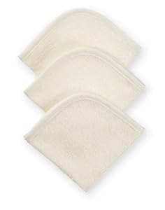 American Baby Company 3 Pack Cotton Terry Wash Cloth Set, Ecru