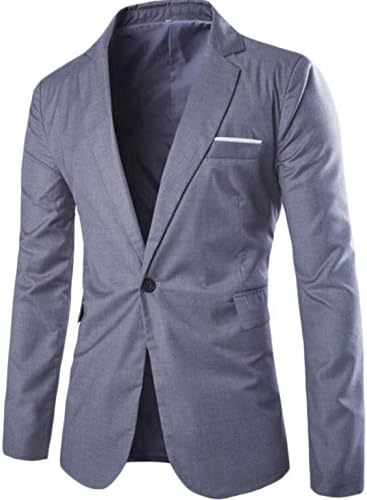 Gclear Men's Classic Peaked Lapel Solid Color Suit Blazer Jacket Gray US XS