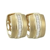 14K Yellow Gold 1/4 ct. Baguette Cut Diamond Huggie Earrings