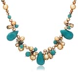 Sterling Silver Turquoise, Smoky Quartz & Champagne Freshwater Cultured Pearl Necklace, 18