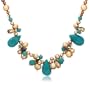 Sterling Silver Turquoise, Smoky-Quartz and Champagne Freshwater Cultured Pearl Necklace, 16+2" Extender