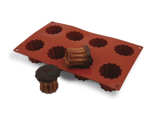 World Cuisine 8-Cup Silicone Cannele Sheet Mold / Red (19801)
