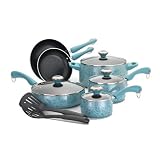 Paula Deen Signature Porcelain 12-Piece Cookware Set, Aqua
