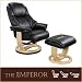 Leder Relaxsessel, Liegesessel “The Emperor” mit Hocker, Schwarz
