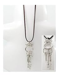 Saddle Brown Key Leather Necklace In White Base