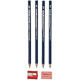 Semi-Hex Graphite Drawing Pencils 4/Pkg-HB, 2B, 4B, & 6B
