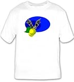 T-shirt with bat, eating, fruit