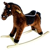 IMAGE OF Dark Brown Rocking Horse with Black Mane & Tail Ride on Toy