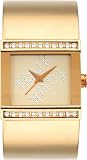 French Connection FC1015G Ladies Gold Stone set case, Gold 3 hand dial Gold Steel half Bangle