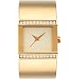 French Connection FC1015G Ladies Gold Stone set case, Gold 3 hand dial Gold Steel half Bangle