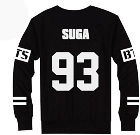 Redfly1 BTS Bangtan Boys Black Hoody Sweater Pullover, Suga, M