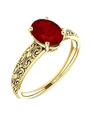 18K Yellow Gold 8.00x6.00mm Oval Cut Chatham Created Ruby Ring -- LIFETIME WARRANTY