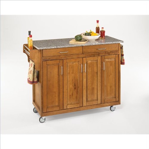 Home Styles 9200-1063 Create-a-Cart 9200 Series Cabinet Kitchen Cart with Gray Granite Top, Cottage Oak Finish On Sale