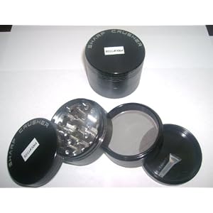 New-Design-2010-BLACK-SHARP-CRUSHER-LARGE-4PCS-Space-CNC-Aluminum-Magnetic-Pollen-Herb-Grinder