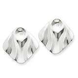 14k White Gold Polished Hammered Square Earring Jackets