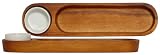Wood Cracker Dip Tray 15 1/2" x 3 1/2" With 3"D Ceramic Bowl