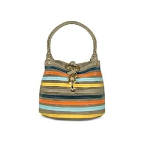 Fontanelli Multicolor Leather Striped Suede Mini Bucket Bag