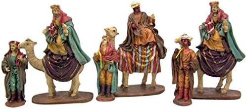 The Three Wise Men Bearing Gifts Resin Nativity Figurines, Set of 6, 5 1/4 Inch