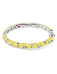 Lauren G Adams Girls Rhodium Hearts Bangle with Yellow Enamel