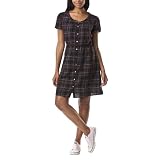 Converse® One Star® Womens Doubleweave Kira Plaid Dress - Dark Grey/Green/Purple