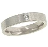 Ladies 4mm Satin Comfort Band with 2 Diamonds .04cttw