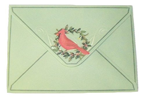 Gold Foil Blank Holiday Thank You Cards ~ Thank You on Red (6 Cards, 6 Festive Green Envelopes; 3.5" x 5")