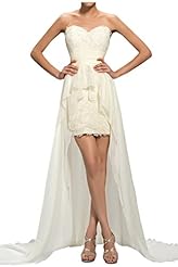 Sexy Strapless Chiffon Lace Asymmetric Evening Dress/Prom Dress 